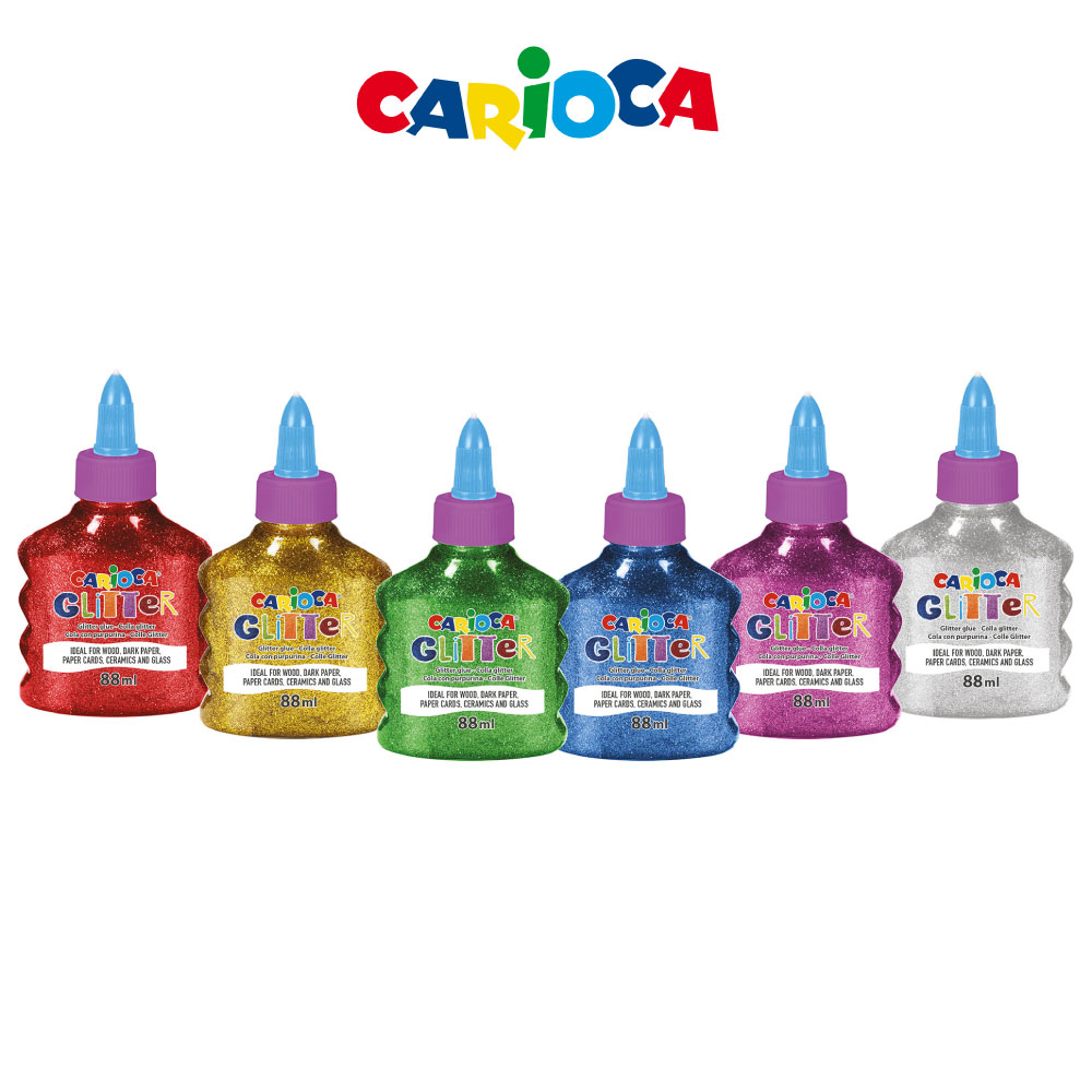 Keo dán kim tuyến Carioca Glitter Glue Neon - 6 lọ - 42117
