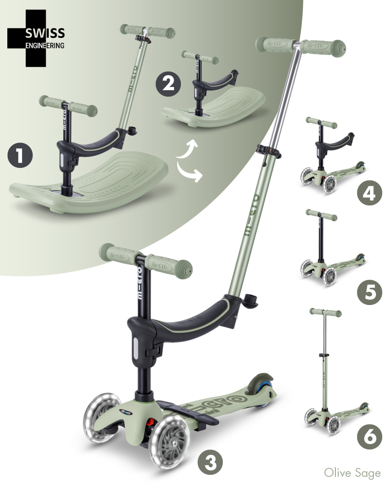 Xe scooter Micro Mini 6in1 Rock and Go LED